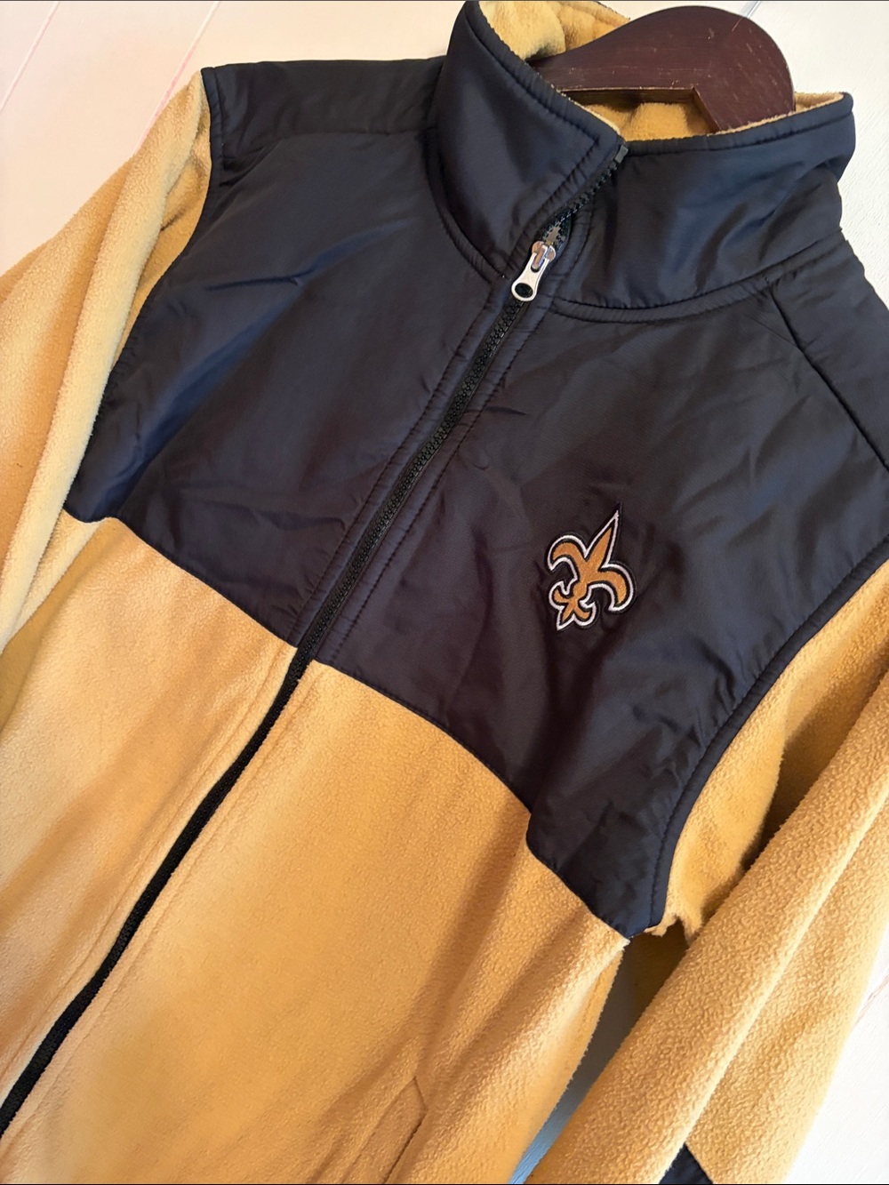 NFL Team Apparel New Orleans Saints Youth Black&Gold Fleece Full-Zip Jacket. XL